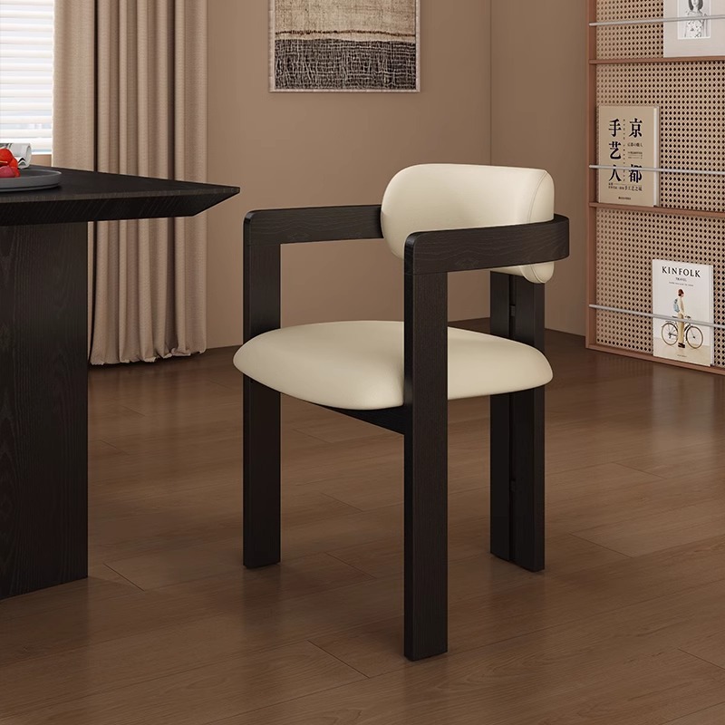 Italian Mid-Century Style Ash Wood Dining Chair Home Designer Stool Double Armrest Solid Wood Chair Jingjifeng French Surround Chair