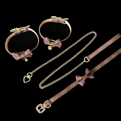 choker蝴蝶结铃铛项圈小狗颈带情调牵引链puppy高级感女m母狗脖圈