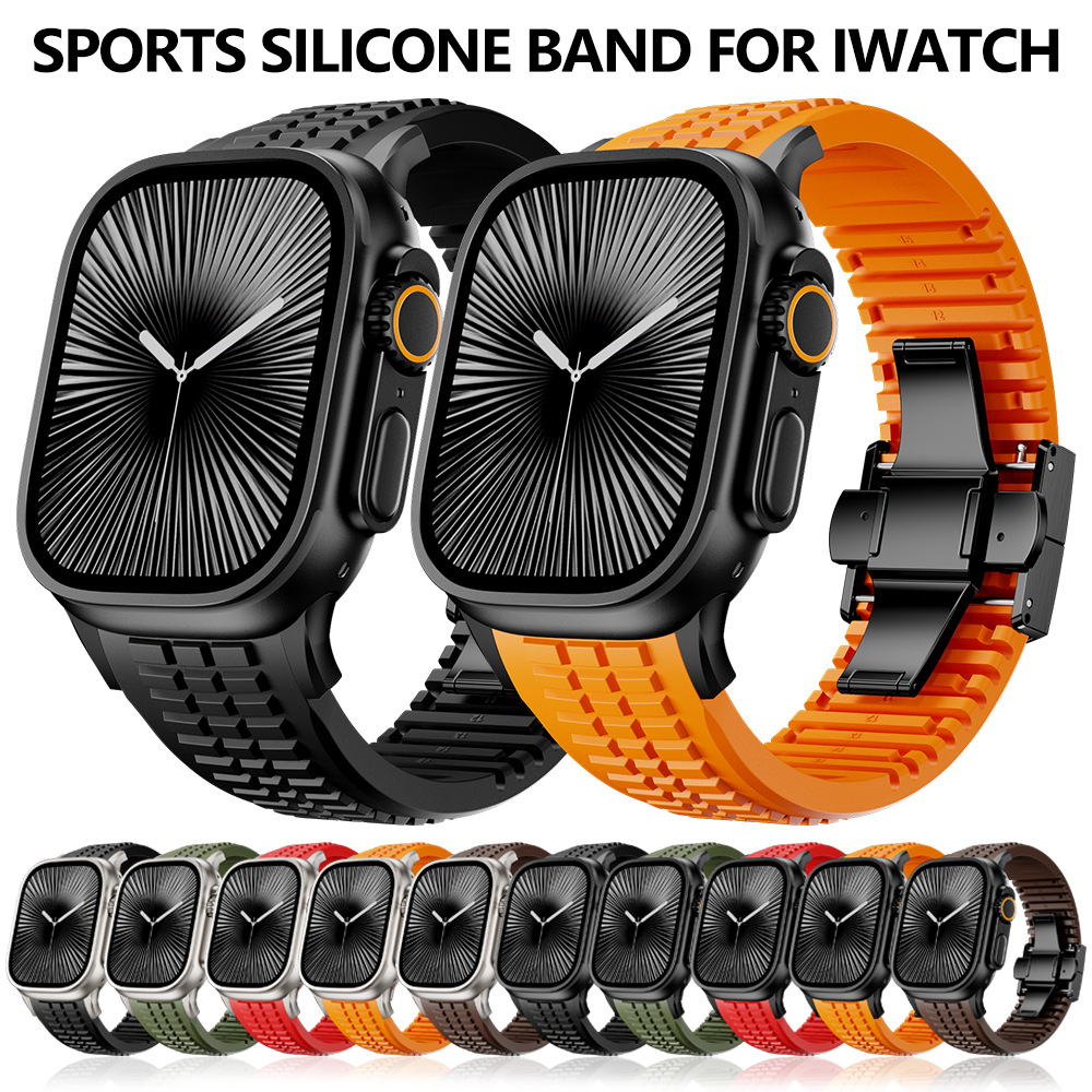 New Product Suitable for Apple 10Th Generation 9 8 7 6 5 4 Se Ultra 2/1 Double Snap Silicone Watch Band