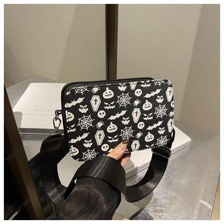 222g Weight Polyester Lining Material Zipper Closure Type Single Shoulder Strap Strap Type Shoulder Bag, Crossbody Bag Bags Type Daily Occasion Pu Leather Material Halloween Festival Skull Pattern All Seasons Season Women's Gender Streetwear Style Square Shape Medium Size Halloween Women's Medium Pu Leather Skull Streetwear Square Zipper Shoulder Bag Crossbody Bag 13
