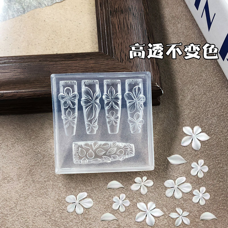 High-Transparency Embossed Carving Decoration Nail Art Mold, Spring Flower Plumeria Nail 3D Decoration Mold