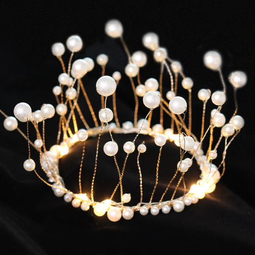 Princess Crown Cake Decoration Lace Queen Plastic Alloy Pearl Crown Cake Ornaments Bridal Cake Decoration