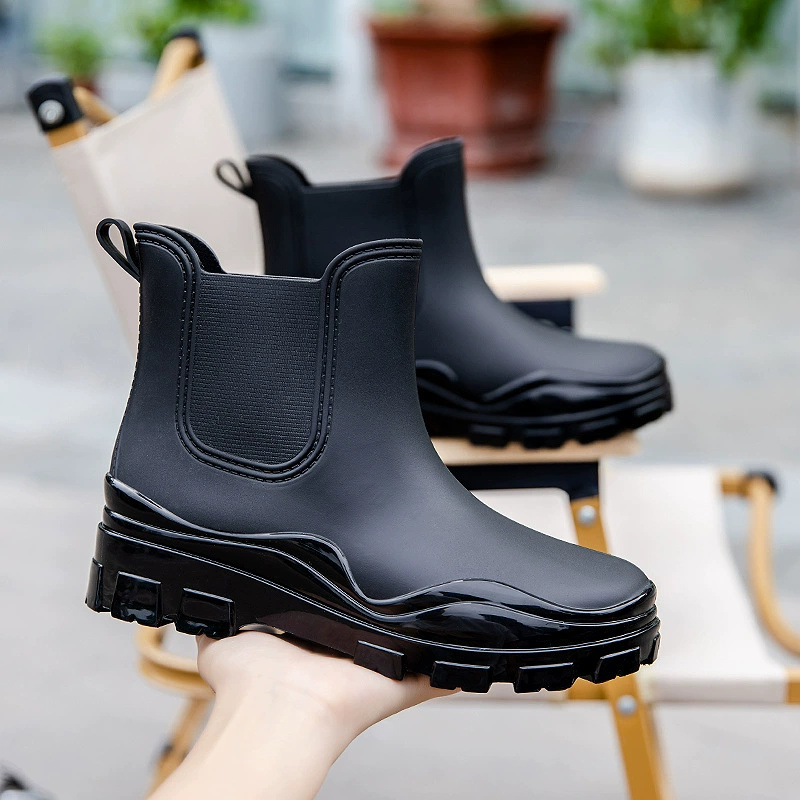 Корейские модные резиновые сапоги, женские короткие сапоги, водонепроницаемая обувь с низким верхом для покупок еды, непромокаемая кухонная резиновая обувь, нескользящая рабочая обувь для ресторана