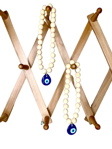 Simple Nordic style wooden beads blue eye pendant devil's eye car interior pendant special wall interior decoration