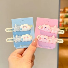 かわいい雲と星のヘアピン子供用人気漫画女性夏サイド前髪子供用甘いカモノハシクリップ頭飾り