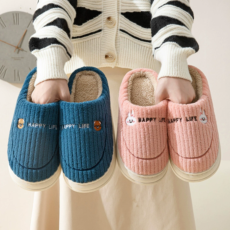 Зимние хлопковые тапочки, женские нескользящие домашние тапочки с толстой подошвой, теплая сумка для пары с флисовой подкладкой, пушистые тапочки больших размеров для мужчин