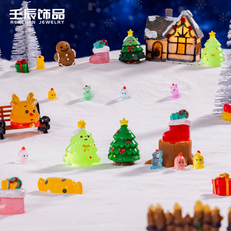 Christmas Set Resin Craft Micro Landscape DIY Jewelry Accessories Scene Decoration Festive Atmosphere Gift