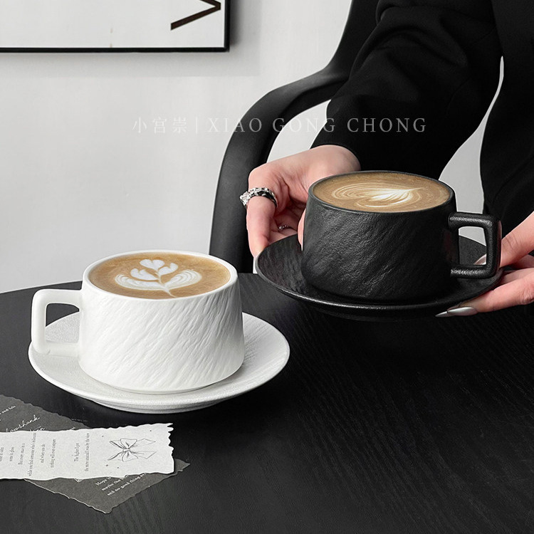 Retro Stone-Patterned Coffee Cup, High-End Simple Ceramic Cup, Exquisite Latte Art Cup, Cappuccino Mocha Cup and Saucer Retro Stone-Patterned Coffee Cup, High-End Simple Ceramic Cup, Exquisite Latte Art Cup, Cappuccino Mocha Cup and Saucer