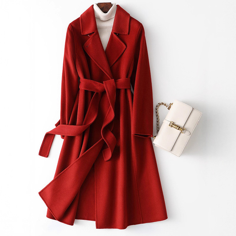 2026 New Style Double-Sided Cashmere Coat for Women, Slim Fit, Waist-Defining, Hepburn Style, Oversized, Elegant Wool Coat