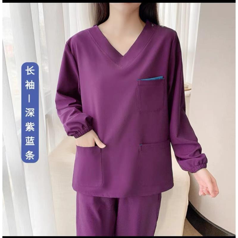 手洗い服女性男性長袖弾力速乾秋冬医師口腔ベルベット厚手服ブラシ手作業服|undefined