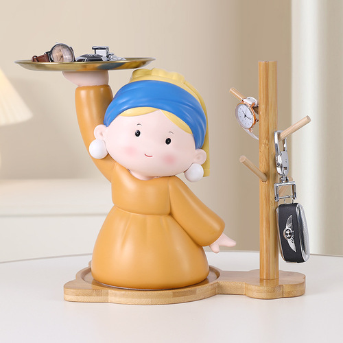 Cartoon light luxury high-end tray decoration entryway key storage resin desk decoration ornament corporate gift