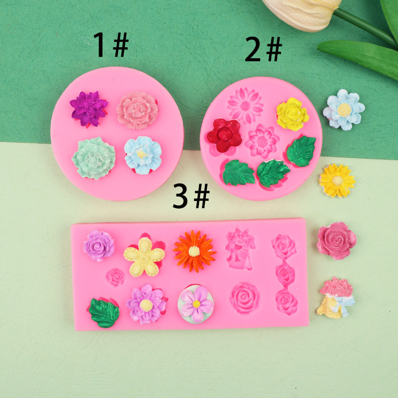 DIY todo tipo de decoración de la torta de La Flor de arcilla suave rosa girasol flor líquido molde de silicona fondant