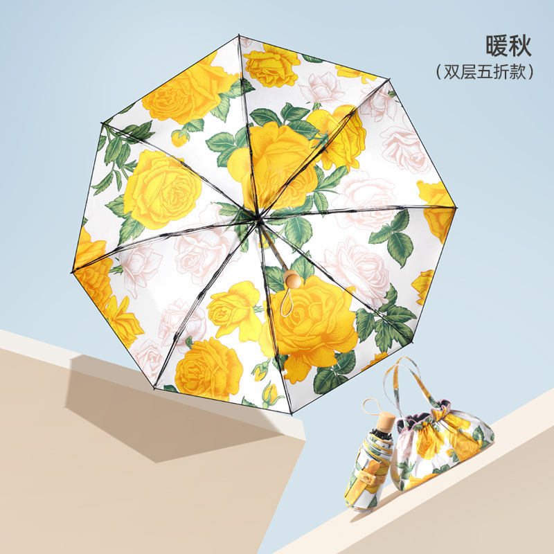 双层双花新中式高级感遮阳太阳伞女24骨加大号折叠晴雨两用伞定制|undefined