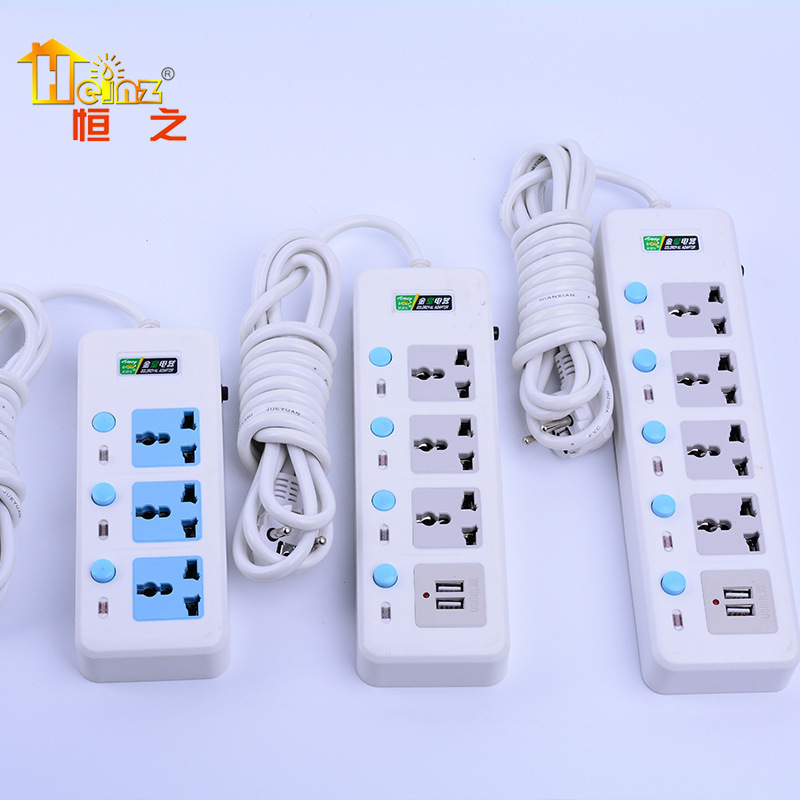 多开关办公室全铜片带过载保险 外贸插孔 多用 多开关插排