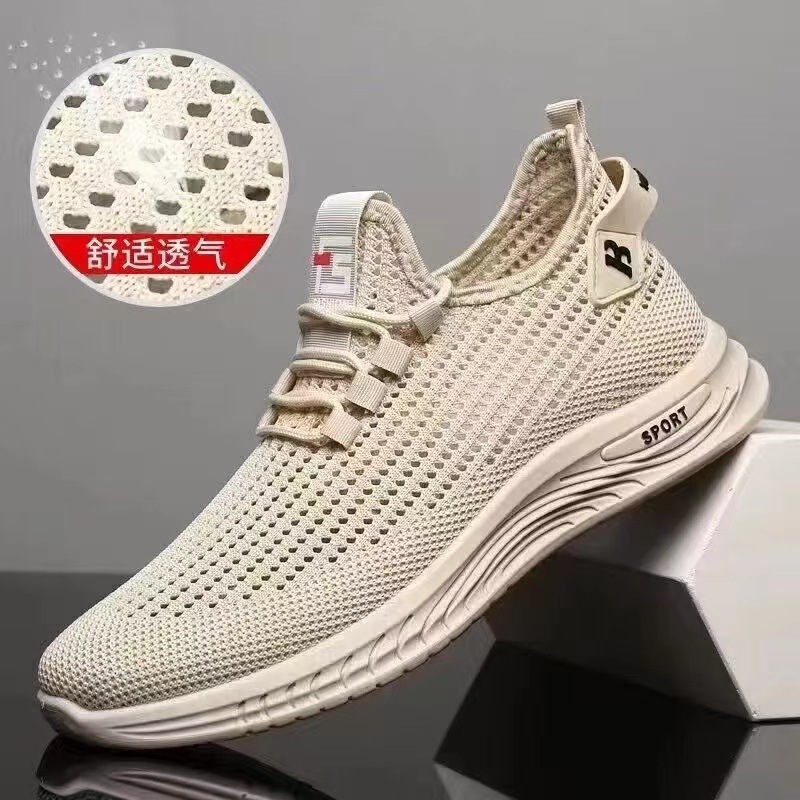 Cross-border plus size Summer Trendy All-match Flying Weaving Sports Casual Shoes Breathable Mesh Men's Shoes Low-top Soft-soled Jogging Shoes