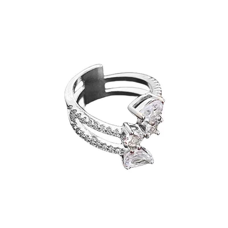 Water Drop Zircon Double Layer Ring For Women Designer Style_voghion.com