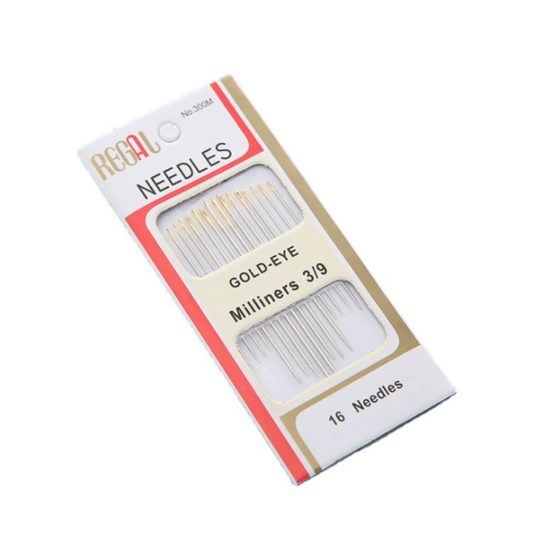Аутентичные 16/10 3/9 многофункциональные 300 м Тонкая углеродистая сталь золотой хвост большой глаз ручная швейная игла оптом