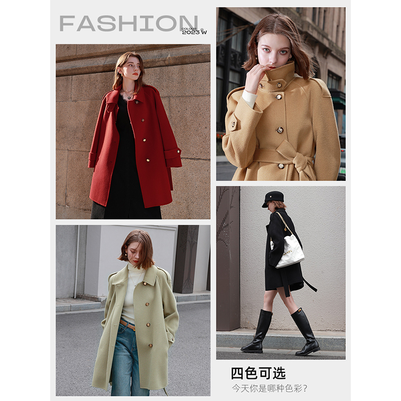 Demi-season woolen double-sided woolen coat