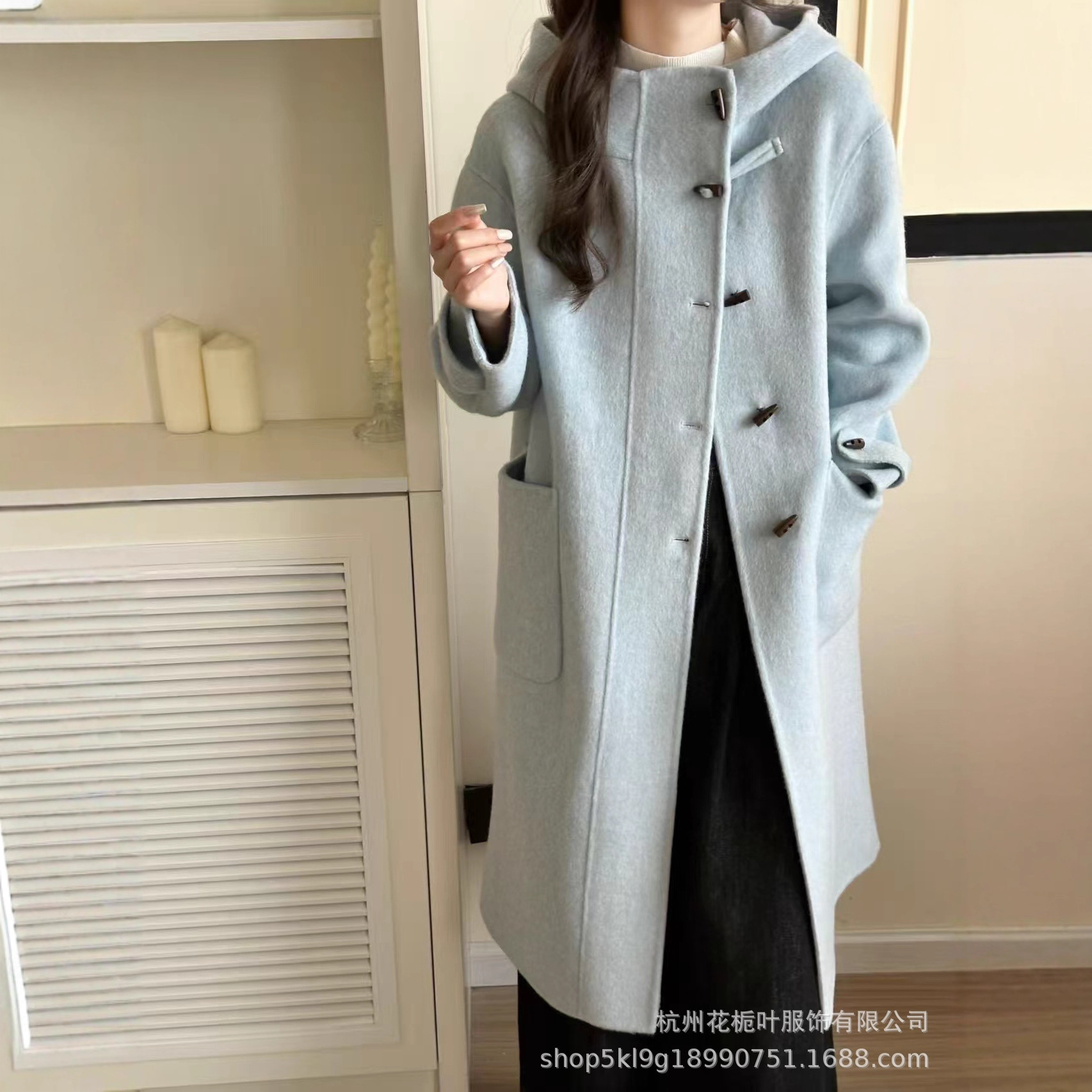 2025新款减龄连帽双面羊绒大衣女长款休闲甜美羊毛呢外套韩系时尚