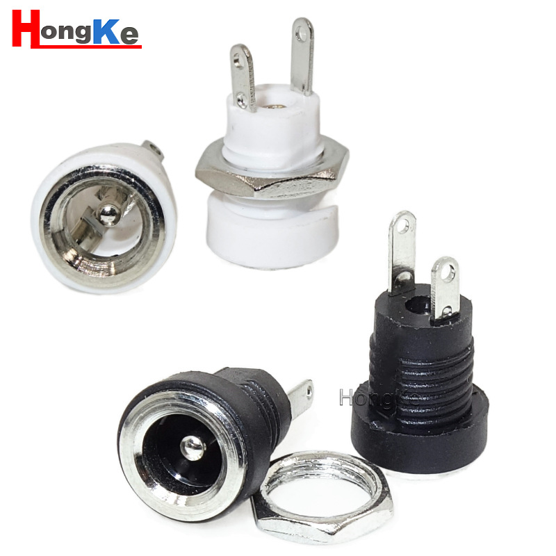 圆形DC插座DC-022B带螺母防水立式三脚母座5.5*2.1/2.5mm电源插座