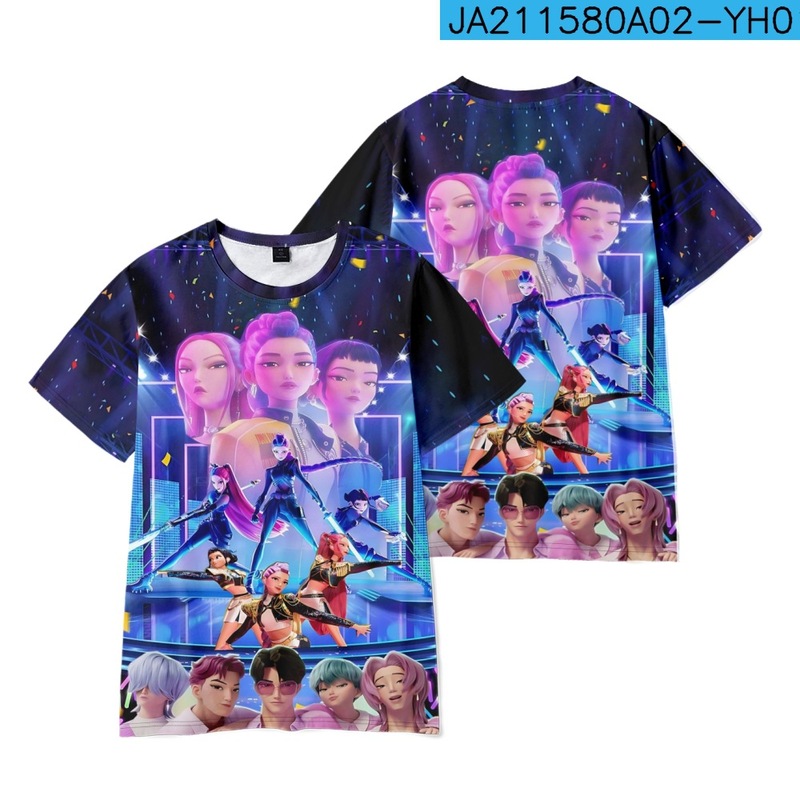 3D新品电影  K-POP 猎魔女团  印花短袖T恤印花成人童装夏季|undefined