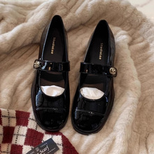 小香风玛丽珍鞋女法式一字扣春季平底单鞋浅口粗跟小皮鞋乐福鞋女