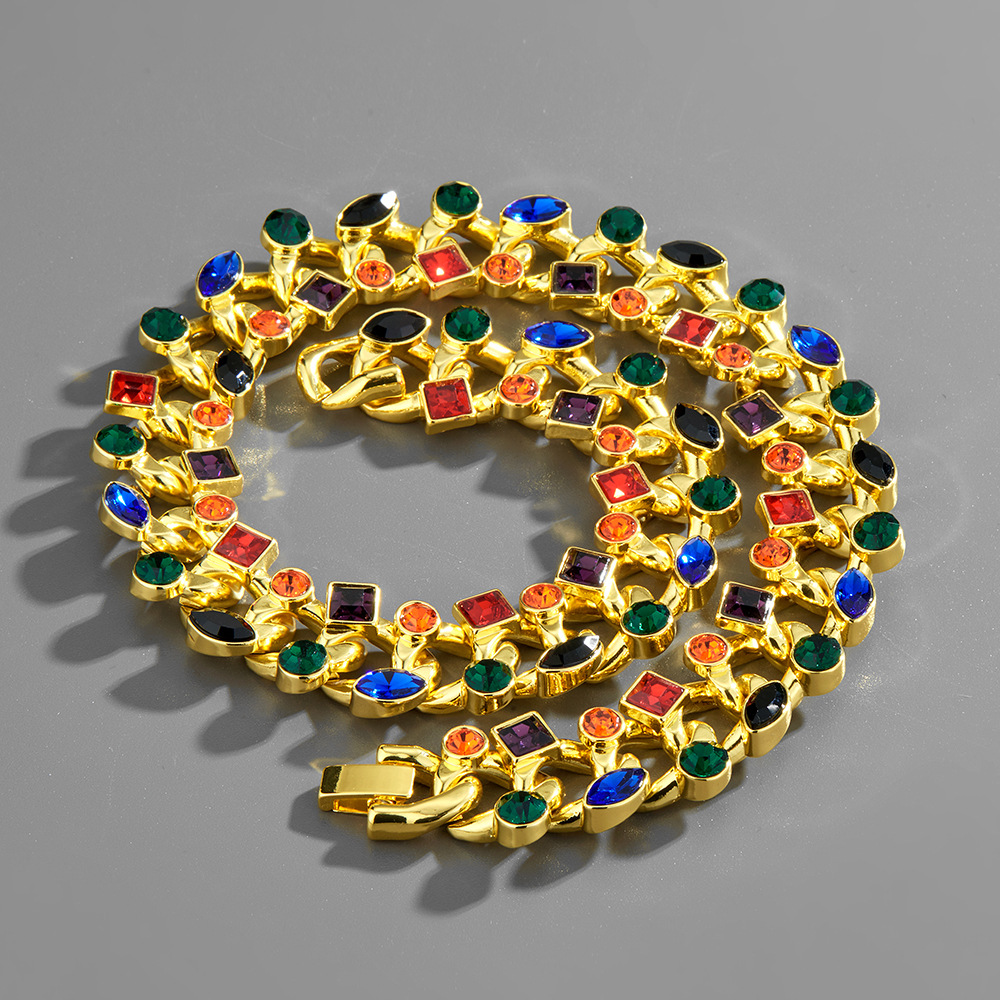 Collana a catena cuban link geometrica con diamanti_voghion.com