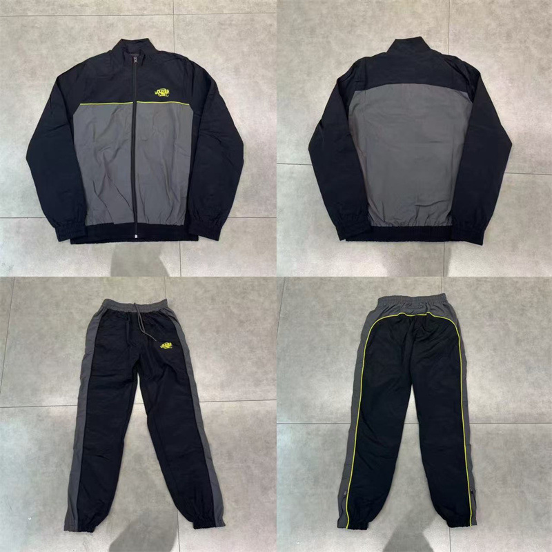 Syna Drill風アメリカ風街頭ヒップホップ刺繍ロゴステッチ立襟風衣ジャケットカジュアル長ズボンセット|undefined