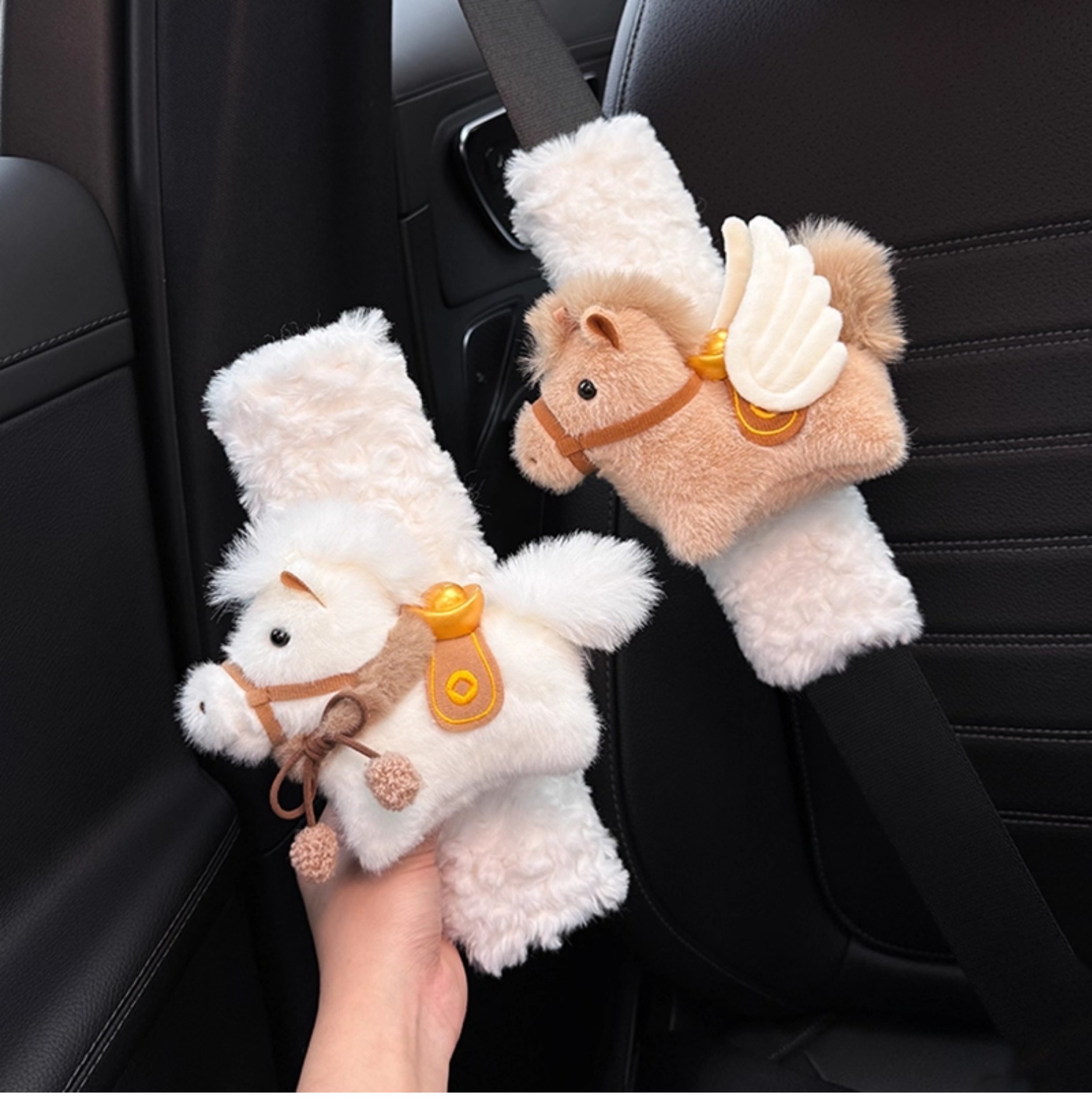 Get Rich Quickly Car Seatbelt Shoulder Pads Decorative Anti-Wear Clothing Cute High-End Feel Creative for Women a Pair for Couples