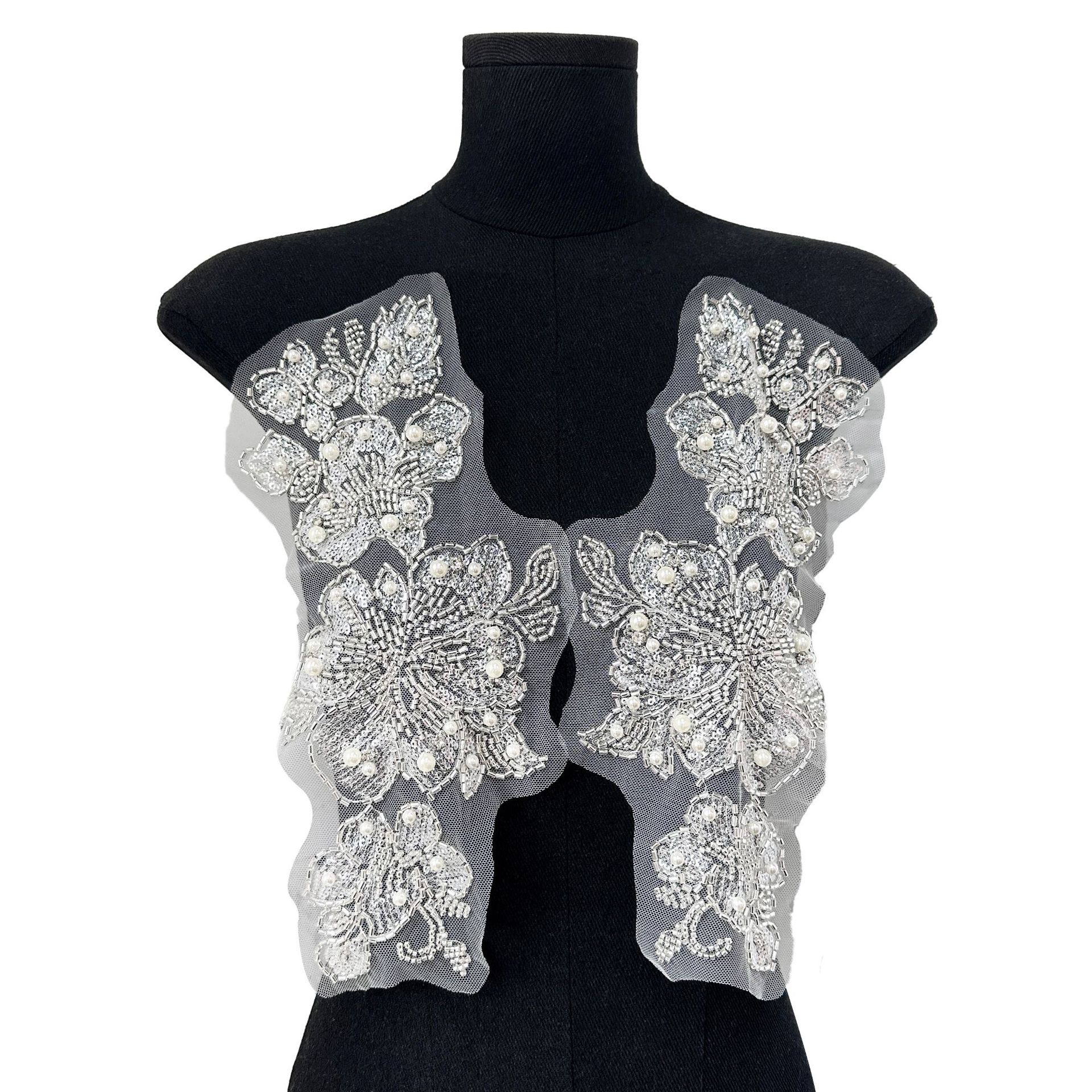 Bordado de cuentas Par de cuentas Par de flores Par de flores Raglito Accesorios de bricolaje Pegatinas de ropa Vestido de baile Accesorios de vestir Pegatinas de tela