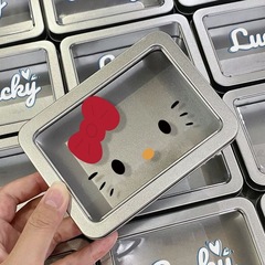 ケイティ猫フロスト小鉄箱ins風シンプル窓を開けて展示箱高颜値銀色小カード収納箱