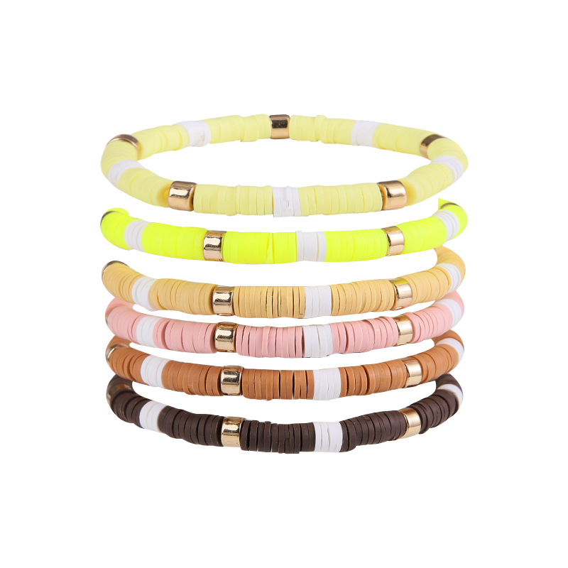 Simple Style Color Block Soft Clay Knitting Women's Bracelets 6 Pieces display picture 9