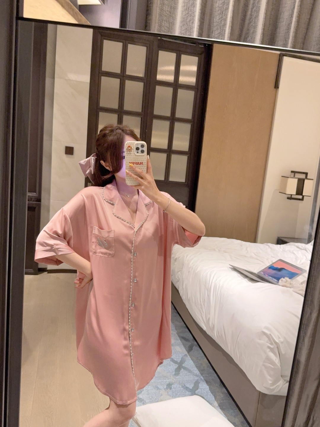 핑크 스완 셔츠 드레스