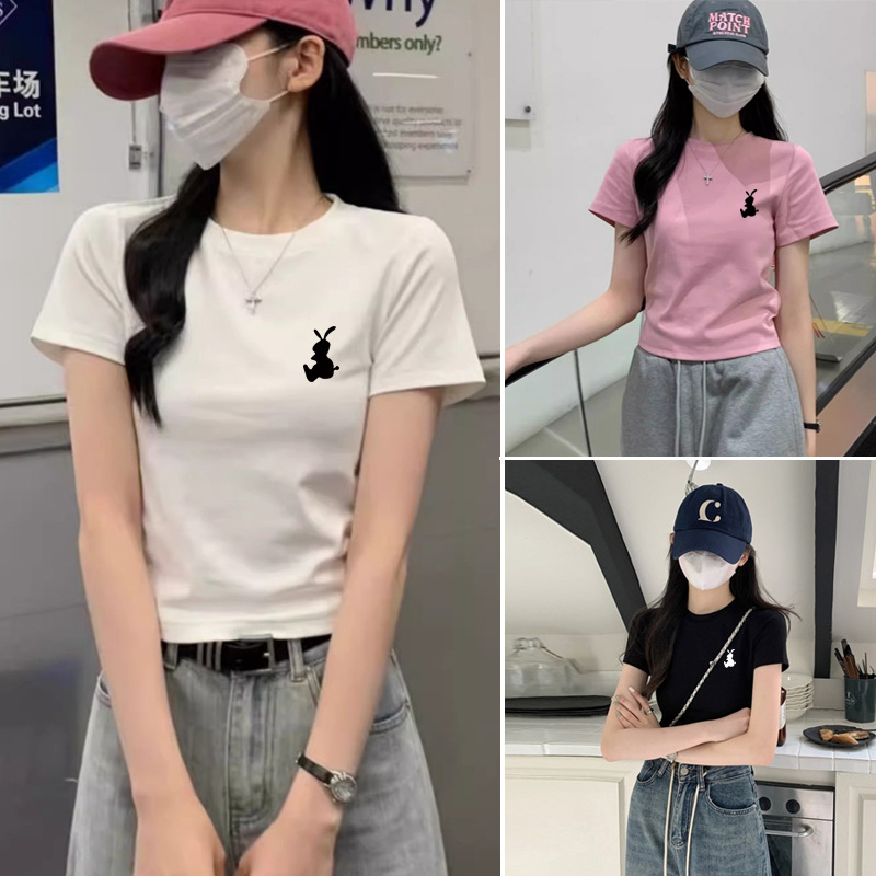Cotton summer fashionable white brand short sleeve T-shirt with a…