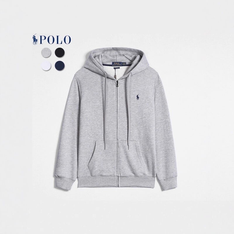 Cross-Border Men's Sweatshirt, Spring and Autumn Style, Hooded Zip-Up Sweatshirt, Casual Embroidered Pony, Solid Color Sports Shirt