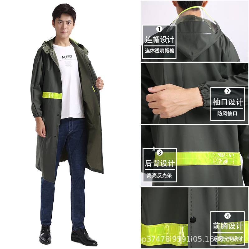 Chubasquero de una pieza al por mayor engrosado largo de cuerpo completo impermeable protección laboral al aire libre ciclismo impermeable rompevientos poncho reflectante