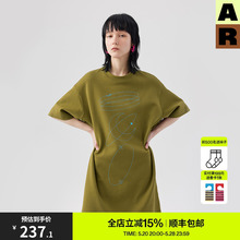 AR一秒出门|线条T恤裙百搭家居服可外穿基础短袖春夏显瘦宽松女