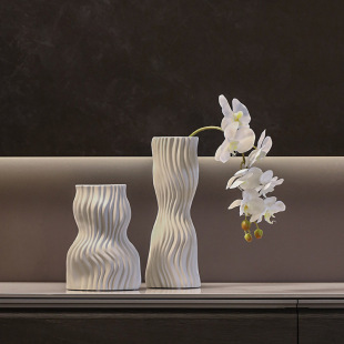 Casual Plain Water Ripple Ceramic Vase Ins Home Desktop Living Room Decoration Designer Model Room Living Room