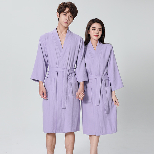 Five-star hotel waffle robe and matching absorbent bathrobe couple's pajamas beauty salon steam room suit, dropshipping one piece