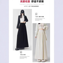 欧美百褶毛线裙中长款高腰半裙2025秋冬新款气质大摆裙针织半身裙