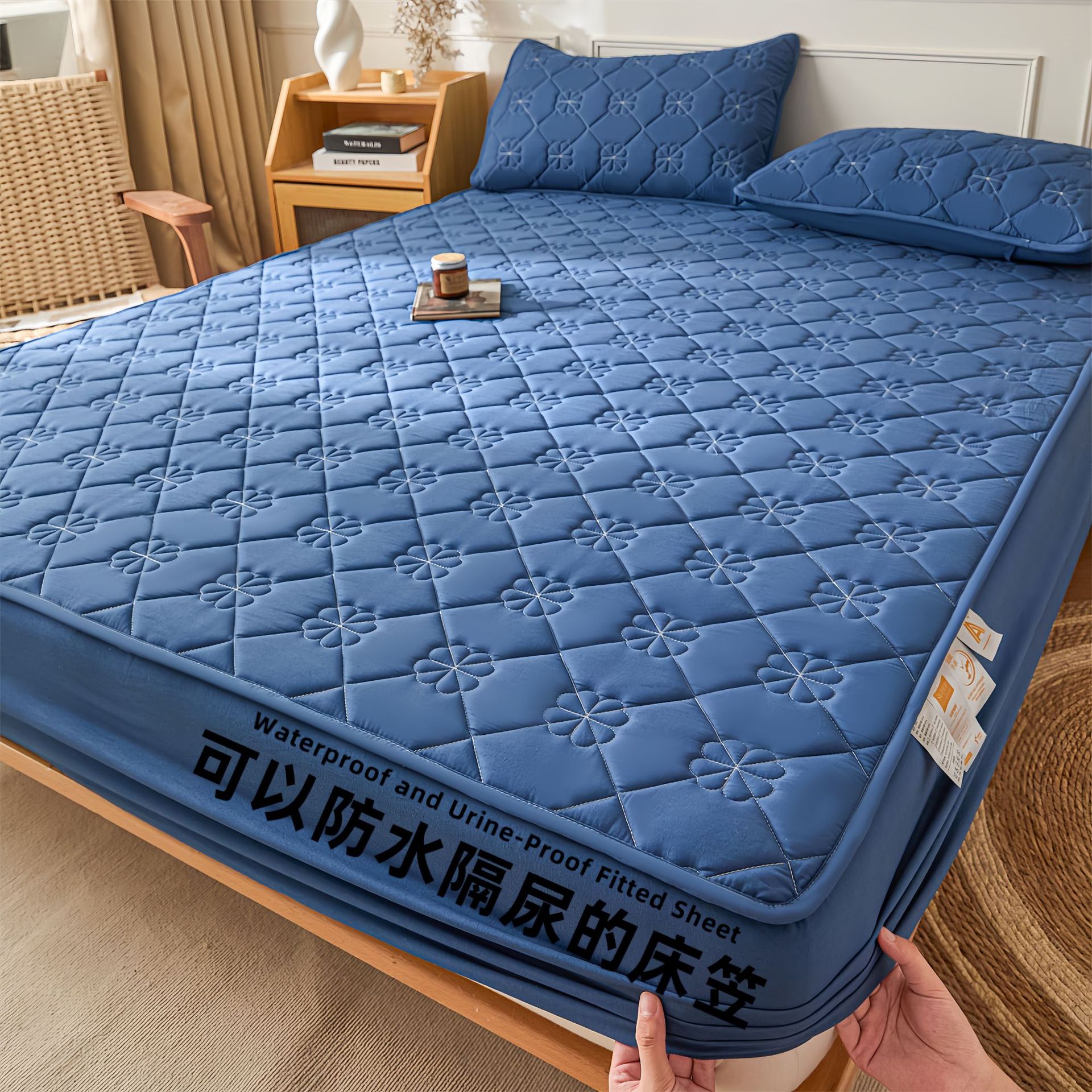Todo incluido Cama de diafragma impermeable clase A Casa de algodón puro grado madre y bebé dormir desnudo máscara de cama de algodón antibacteriano cubierta de colchón una sola pieza