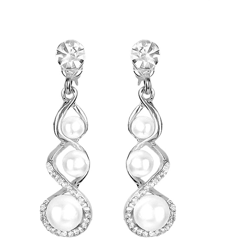 Suministro transfronterizo de Europa y América traje de joyería elegante collar de novia creativa Cruz diamante perla pendientes de dos piezas conjunto de decoración