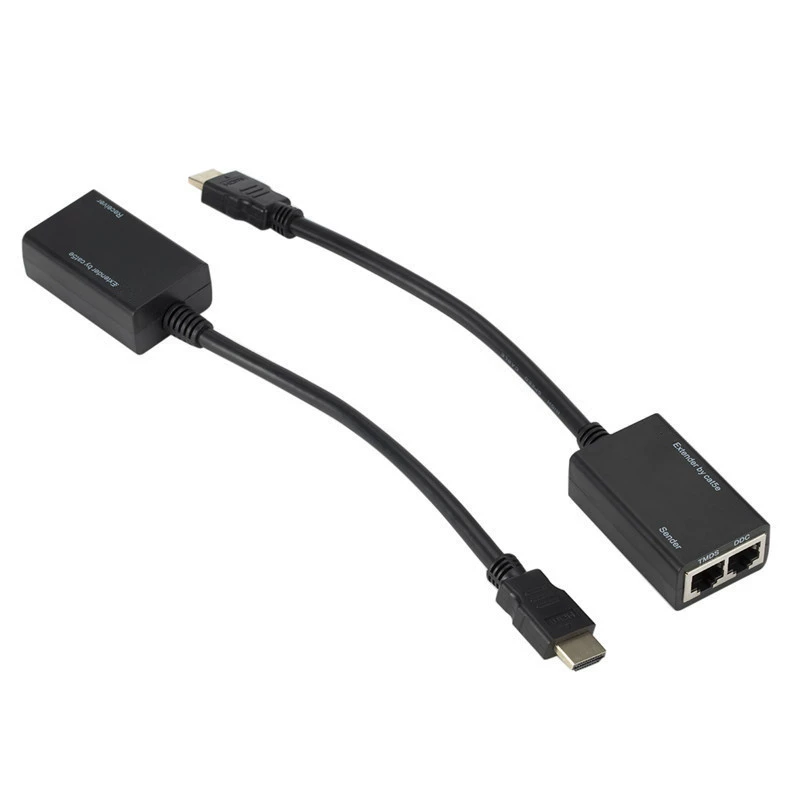 HDMI-удлинитель 30 м, удлинительная линия HDMI к сетевому порту, двойной сетевой удлинитель, передача сигнала HDMI