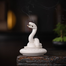 创意蛇摆件生肖蛇陶瓷香炉家用室内线香插香沉香盘香炉檀香香薰炉