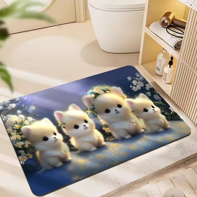 3D estereoscópico alfombra de suelo de baño inodoro puerta de absorción de agua alga de barro esterilla antideslizante inodoro doméstico puerta de entrada esterilla