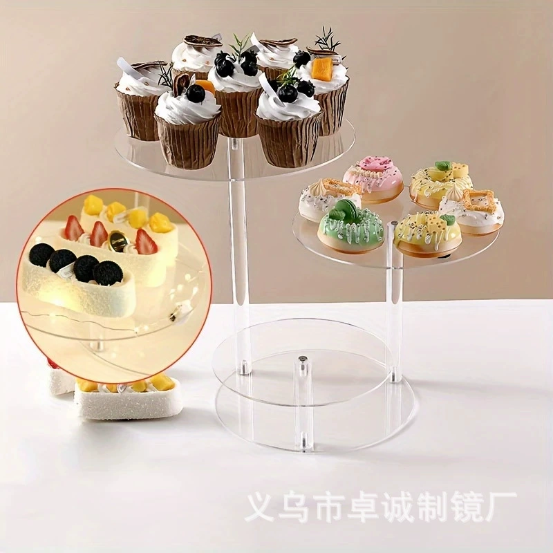 Прозрачная акриловая витрина для трансграничных товаров, витрина ручной работы, витрина для кондитерских изделий для вечеринок, трехслойная стойка для хранения косметики