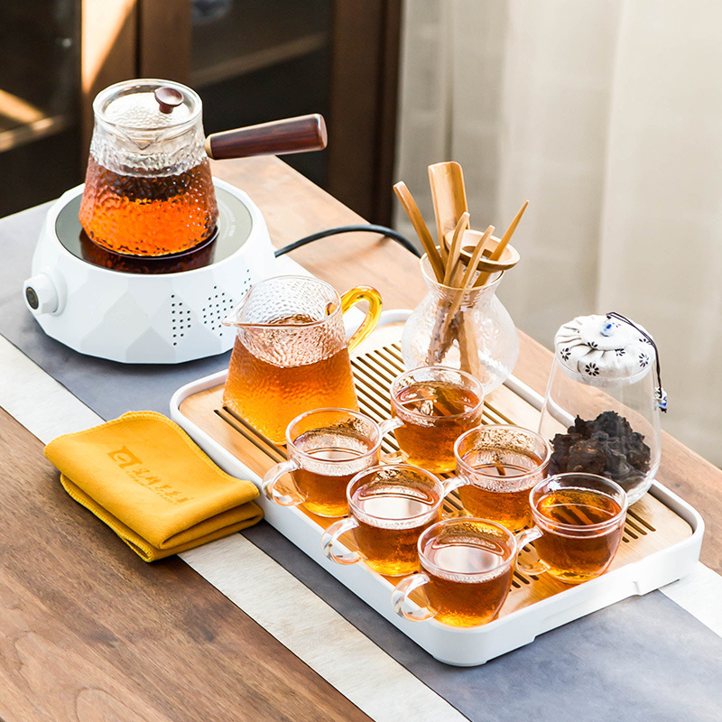 Radiant-cooker Glass teapot household tea set Kettle suit small-scale Tea stove Flowers Teapot Tea making facilities Make tea