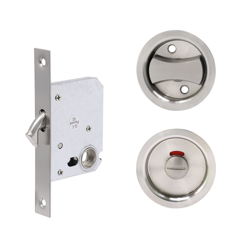 Cerradura de puerta de empuje de acero inoxidable personalizada cerradura de puerta invisible redonda perilla oculta cerradura de puerta corredera canal integrado cerradura de puerta oscura