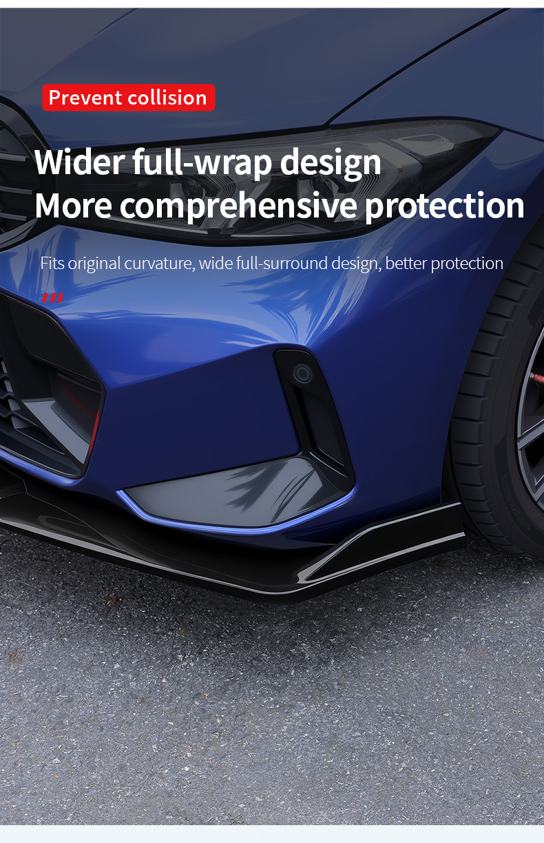 Factory direct sales universal car front spoiler, four-section thickened front corner protector, universal front lip small body kit, protective panel modification
