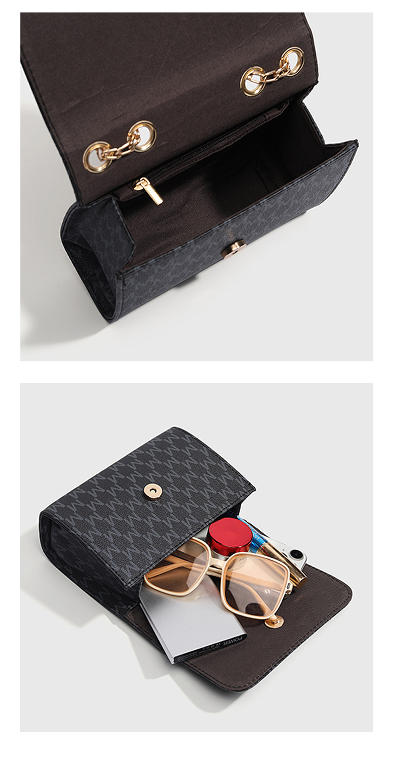 Borsa a tracolla piccola con motivo floreale vintage per donna - Elegante borsa in pelle PU con tracolla a catena, nera_voghion.com